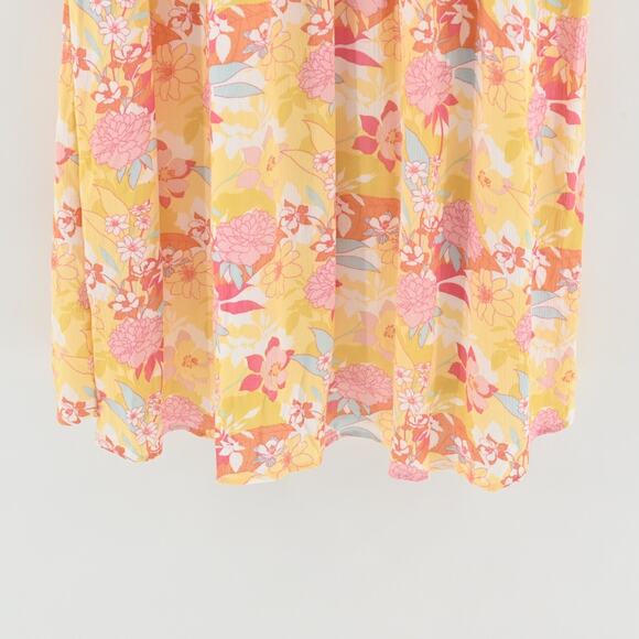 TORRID Dress Size 2X Peach Floral Print Gauze Hi-Lo VNeck Shirred Embroidery - Picture 12 of 15